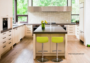 Gorgeous-contemporary-home-kitchen-with-beige-kitchen-island-and-wood-counter-top-using-lime-kitchen-stools-and-futuristic-oven-mix-to-white-backsplash-and-light-hardwood-floor-for-Modern-interior-design-elements-2 copy